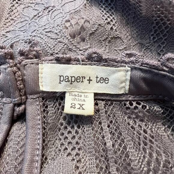 Paper + Tee Lace Sleeveless Lined Top Women’s Plus Size 2X Keyhole Back - Picture 5 of 10